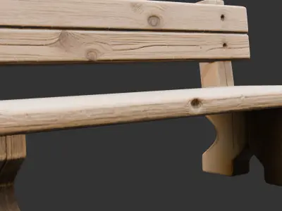 Village Wooden Bench Low-poly 3D model