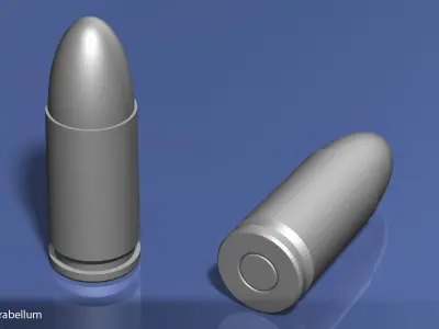 9x19mm Parabellum Cartridge Free 3D model