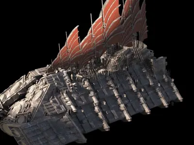 Hutt Desert Sail Barge carrier 3 models 3D model