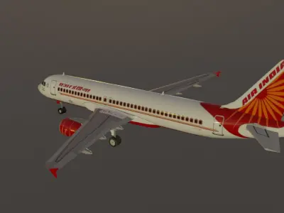 Air India airbus a320-214 low poly 3d model  Low-poly 3D model