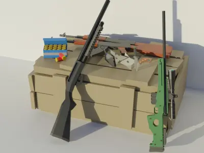 Pack Weapons low poli  Low-poly 3D model
