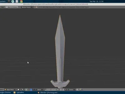Runic Sword hand-painted asset Low-poly 3D model