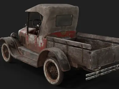 Old Rusted Vintage Pickup Truck Low-poly 3D model