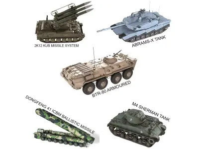 5 Military Vehicles Collection v17 Low-poly 3D model