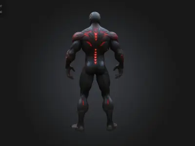 Dark Symbiote Warrior Muscular Alien Superhero Character Low-poly 3D model