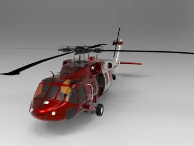 Red Helicopter Low-poly 3D model
