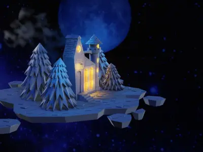 Cartoon Castle Low-poly 3D model