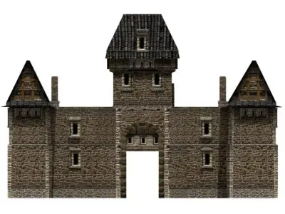 Stone Barracks Low-poly 3D model