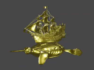 dream logos ship with turtle Low-poly 3D model
