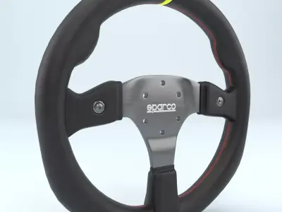 Steering Wheel Sparco R330B Leather Black 3D model