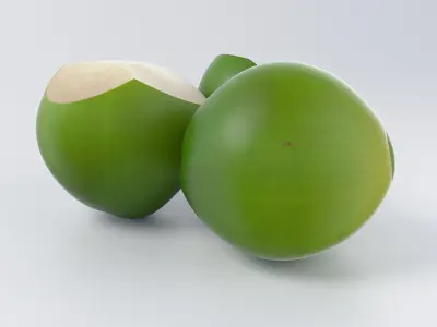 Cartoon Green Coconut Set 3D model