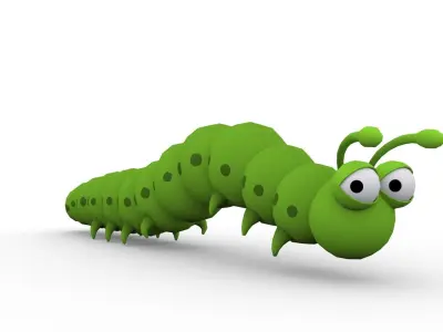 Carterpillar Toon Animated Low-poly 3D model