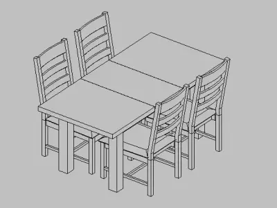 Modern dining table with four chairs Revit model 3D model