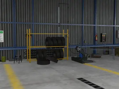 Truck Repair Workshop Interior 01 All PBR Unity UE Textures 3D model