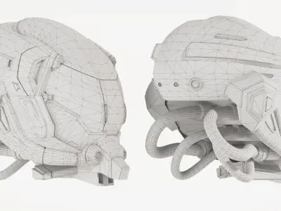 Damaged Science fiction helmet Low-poly 3D model