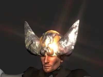 Winged bear viking helmet Low-poly 3D model