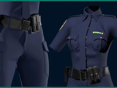 female police uniform with texture 3D model