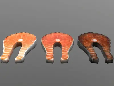 Salmon Steak Low-poly 3D model