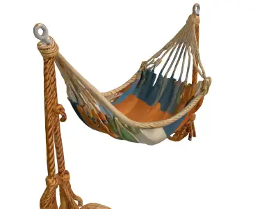 Colorful Fabric Rope Hammock Low-poly 3D model