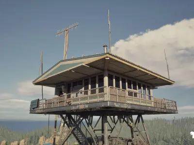 Fire Watch Tower Environment Low-poly 3D model