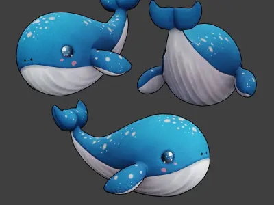 Whale Plushie Cartoon Chibi PBR Low-poly 3D model