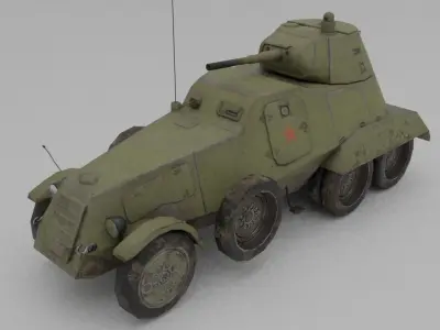 BA-11 Armored Car Low-poly 3D model