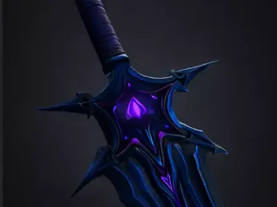 Dark Void Fantasy Sword Low-poly 3D model