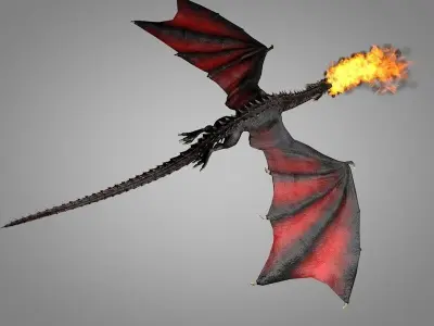 Dragon fire Low-poly 3D model