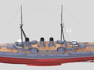 IJN Kawachi Japanese Battleship 3d model 3D model