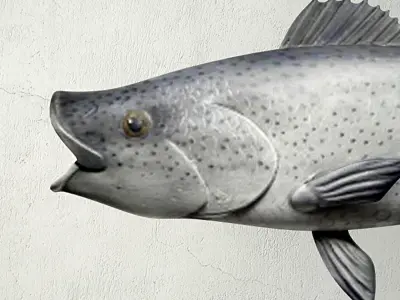 George Strunk Handmade Wooden Fish Sculpture 3D model