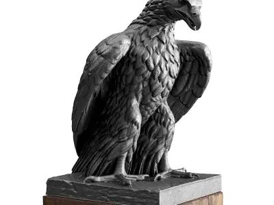 Eagle sitting sculpture Low-poly 3D model