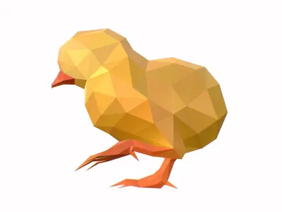 Animated Chicken Lowpoly Art Style Low-poly 3D model
