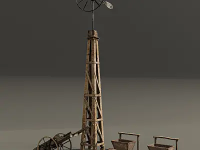 wester city detail Low-poly 3D model 01 Low-poly 3D model