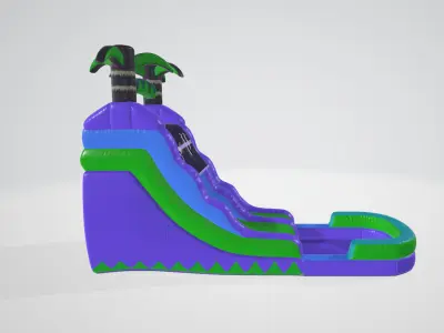Premium Commercial Grade Lightweight Tropical Water Slide 3D model