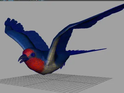 Rigged and animated cartoon swallow  3D model