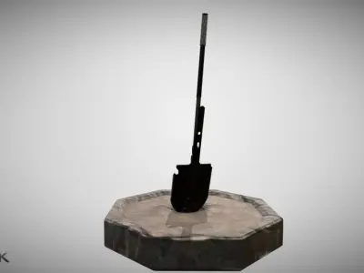 Military Folding Shovel Low-poly 3D model