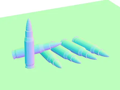 Military Ammo Cartridge Set - Realistic Bullet 3D Model Low-poly 3D model