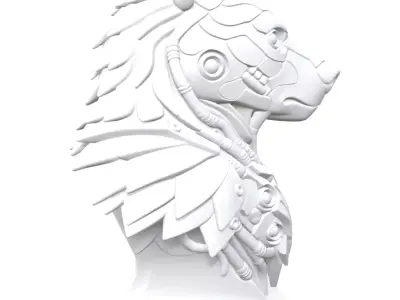 Cyber Bear Futuristic Mecha Bear Bust 3D print model