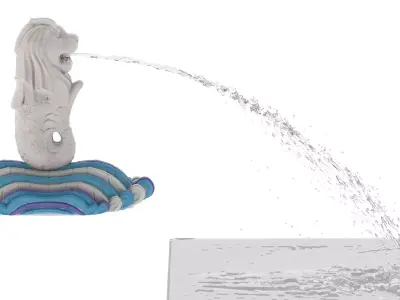 Merlion Fountain Water Spray Big 3D model