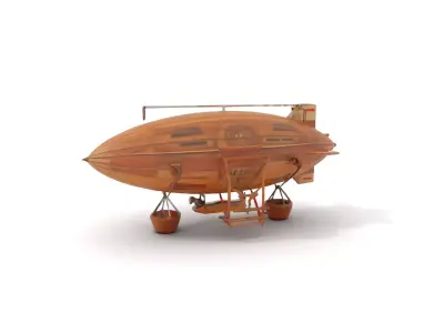 Vintage Wooden Airship model pack Low-poly 3D model