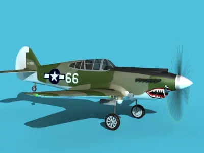 Curtiss P-40B Warhawk V06 USAAF 3D model