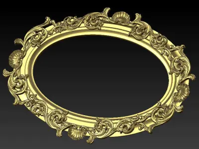 Classic mirror frame inlaid wood  interior luxurious 3D model A2 3D model