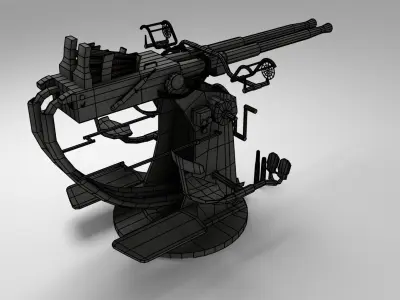 Low poly Anti aircraft gun Low-poly 3D model