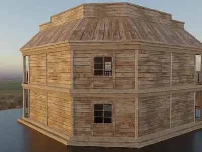 Western Saloon Low-poly 3D model