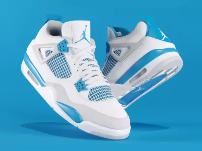 Jordan 4 Military Blue Low-poly 3D model