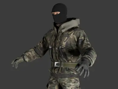 A sniper soldier with a used sv 98 sniper rifle Low-poly 3D model