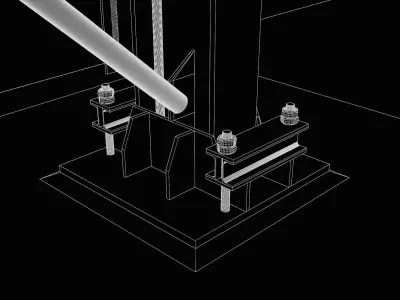 Industrial steel truss hall - calculated 3D model
