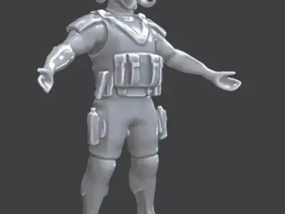 Sci-Fi Ram Horned Armored Alien Character Low-poly 3D model