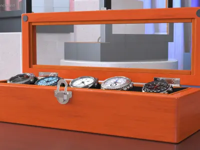 Watch Display Box with Watch Set 3D model