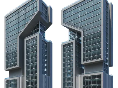 Modern building 018 tower and skyscraper Low-poly 3D model